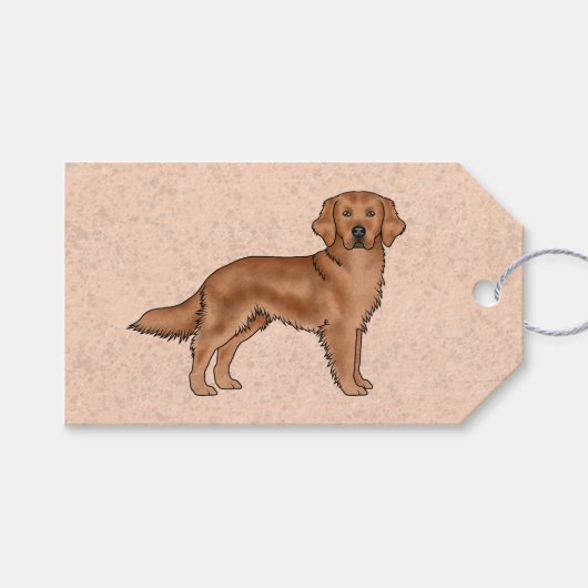 Mahogany Red Golden Retriever Schattige Cartoon Do Cadeaulabel (Voorkant (Horizontaal))