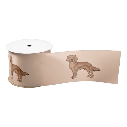Mahogany Red Golden Retriever Schattigee striphond Satijnen Lint (Spoel)