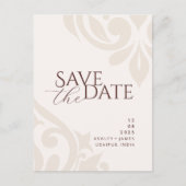 Mahogany Red Ivory Fotobruiloft Bewaar de datum An Aankondigingskaart (Voorkant)