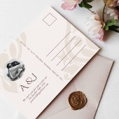 Mahogany Red Ivory Fotobruiloft Bewaar de datum An Aankondigingskaart