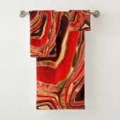 Mahogany Red Liquid Marble abstract Bad Handdoek (Insitu)