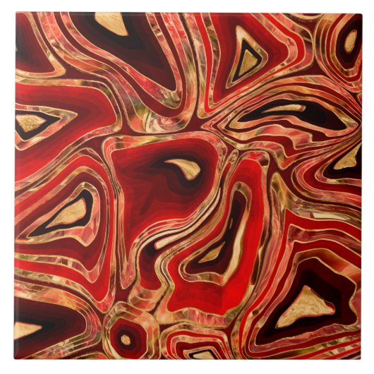 Mahogany Red Liquid Marble abstract Tegeltje (Voorkant)