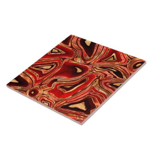 Mahogany Red Liquid Marble abstract Tegeltje (Zijkant)