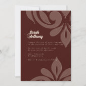 Mahogany Red Smaakvolle Elegante Damask Wedding Kaart (Voorkant)