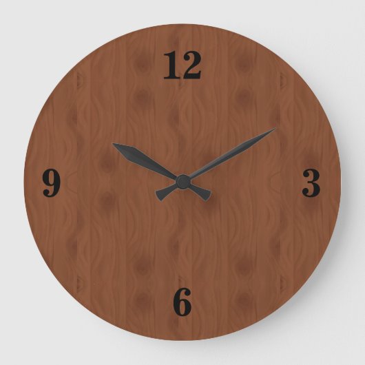 Mahogany Red Wood Grain Illustratie Grote Klok (Voorkant)