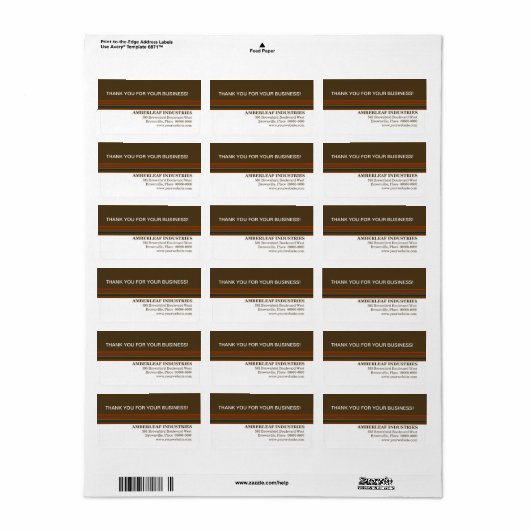 Mahogany Stripes Business Dank u wel Etiket (Full Sheet)