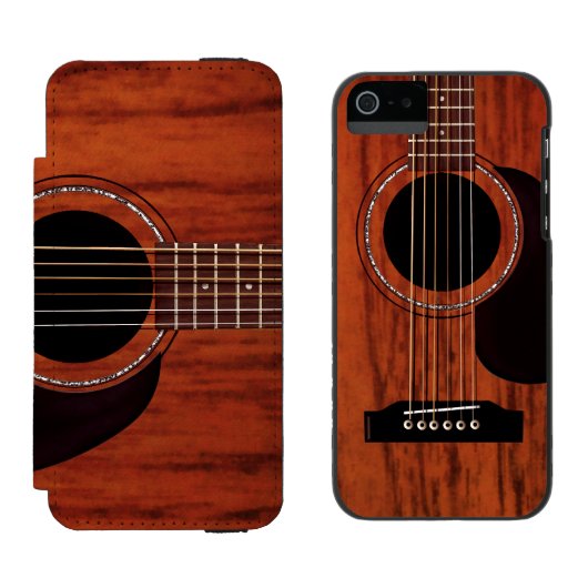 Mahogany Top Acoustic Guitar Incipio iPhone Portemonnee Hoesje (Naast elkaar)