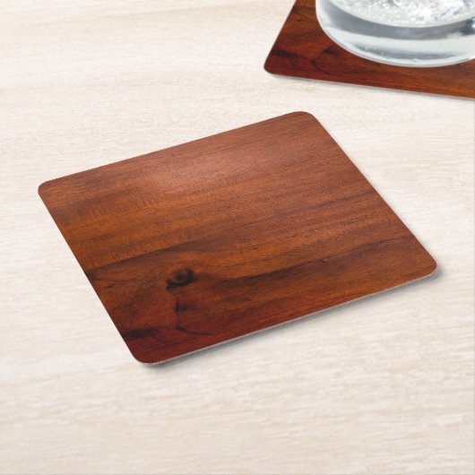 Mahogany Wood Surface Kartonnen Onderzetters (Schuin)