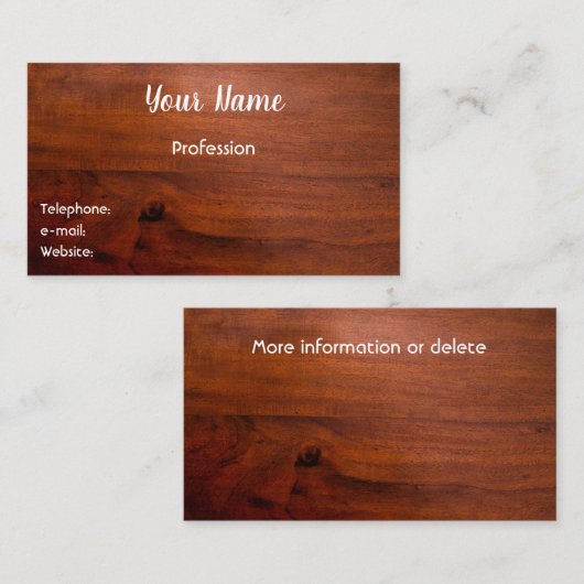 Mahogany Wood Surface Visitekaartje (Voorkant / Achterkant)