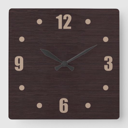 Mahogany Wood Vierkante Klok (Voorkant)