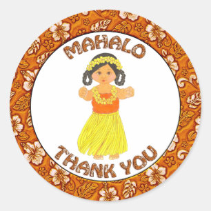 Mahola Hartelijk dank: Hawaii ~ Hawaiian Girl Stic Ronde Sticker