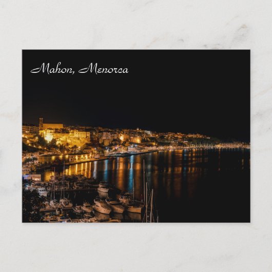 Mahon Harbour 's nachts - Menorca, Spanje Briefkaart (Voorkant)