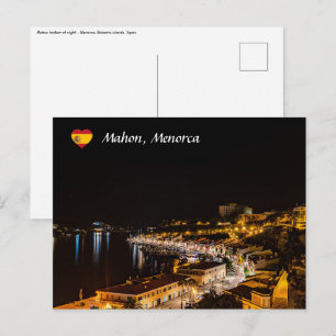 Mahon Harbour 's nachts - Menorca, Spanje Briefkaart