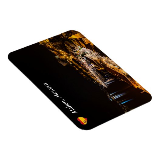 Mahon Harbour 's nachts - Menorca, Spanje Magneet (Rechterzijde)