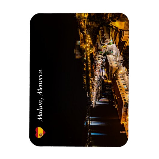 Mahon Harbour 's nachts - Menorca, Spanje Magneet (Verticaal)