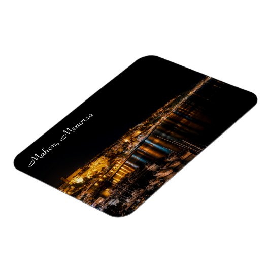 Mahon Harbour 's nachts - Menorca, Spanje Magneet (Linkerzijde)