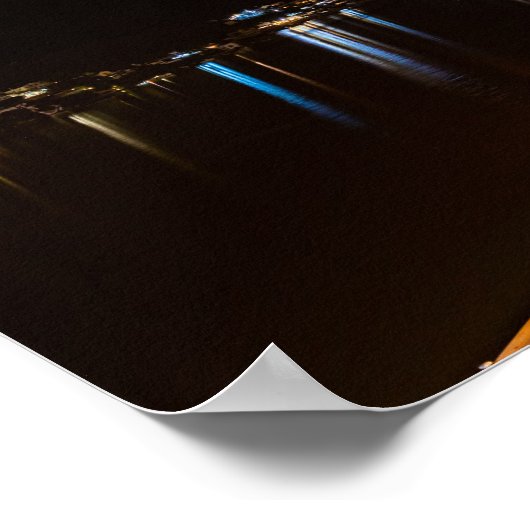 Mahon Harbour 's nachts - Menorca, Spanje Poster (Hoek)