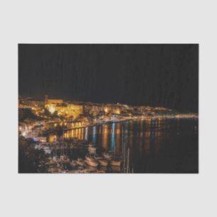 Mahon Harbour 's nachts - Menorca, Spanje Tissuepapier