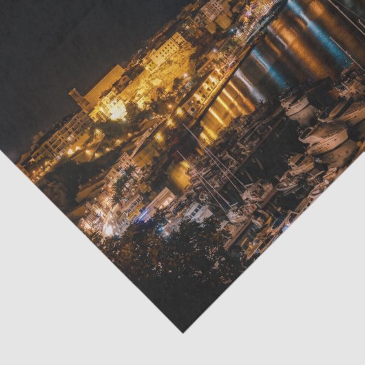 Mahon Harbour 's nachts - Menorca, Spanje Tissuepapier (Detail)