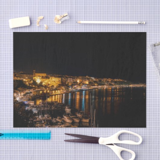 Mahon Harbour 's nachts - Menorca, Spanje Tissuepapier (Craft)