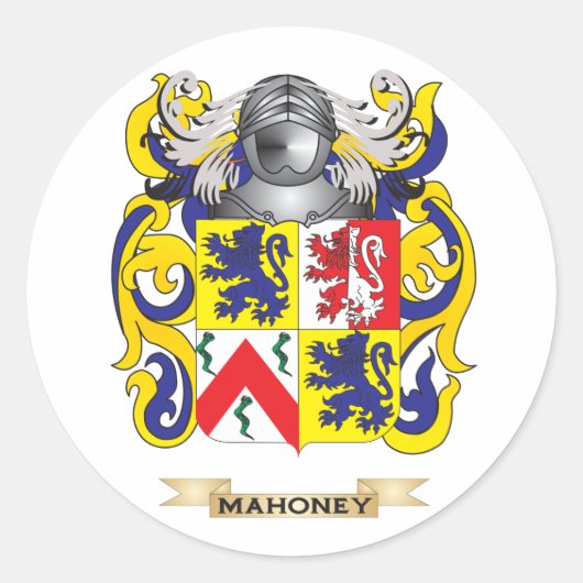 Mahoney Wapenschild (Family Crest) Ronde Sticker (Voorkant)