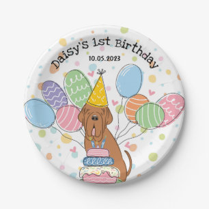 Mahonie Napolitaanse Mastiff Hond Verjaardagsfeest Papieren Bordje