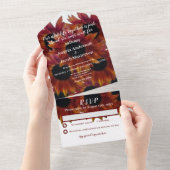 Mahonie Zonnebloem Herfst Bruiloft All In One Uitnodiging (Afscheurbaar)