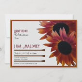 Mahonie Zonnebloem Verjaardag Uitnodiging (Voorkant)