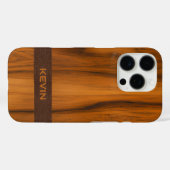 Mahoniehout en lederen textuur monogram Case-Mate iPhone case (Achterkant (horizontaal))