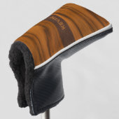 Mahoniehout en lederen textuur monogram golfheadcover (3/4 voorkant)