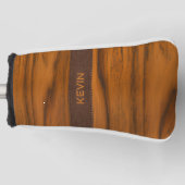 Mahoniehout en lederen textuur monogram golfheadcover (Voorkant)