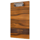 Mahoniehout en lederen textuur monogram klembord (Links)