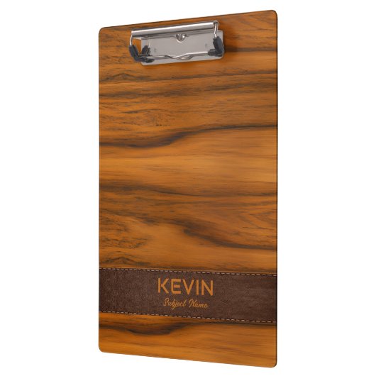 Mahoniehout en lederen textuur monogram klembord (Links)
