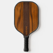 Mahoniehout en lederen textuur monogram pickleball paddle (Achterkant)
