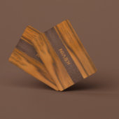 Mahoniehout en lederen textuur monogram pokerkaarten