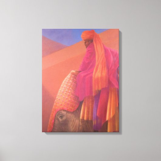 Mahout en Elephant Canvas Afdruk (Voorkant)