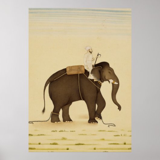 Mahout Riding an Elephant Painting (18e eeuw) Poster (Voorkant)
