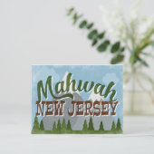 Mahwah New Jersey Fun Retro Snowy Mountains Briefkaart (Staand voorkant)