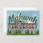 Mahwah New Jersey Fun Retro Snowy Mountains Briefkaart (Voorkant / Achterkant)