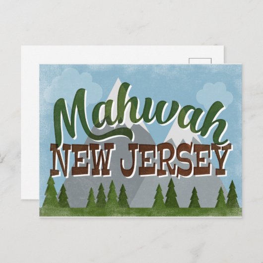 Mahwah New Jersey Fun Retro Snowy Mountains Briefkaart (Voorkant / Achterkant)