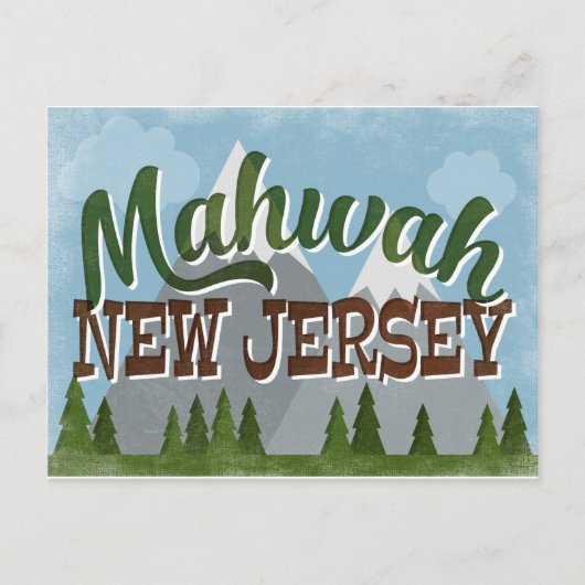 Mahwah New Jersey Fun Retro Snowy Mountains Briefkaart (Voorkant)