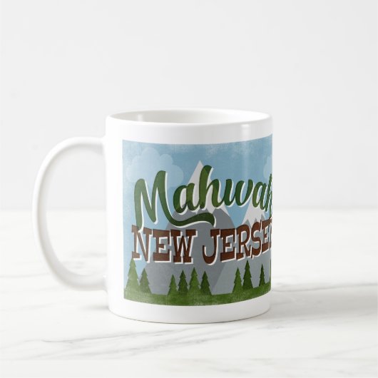 Mahwah New Jersey Fun Retro Snowy Mountains Koffiemok (Links)