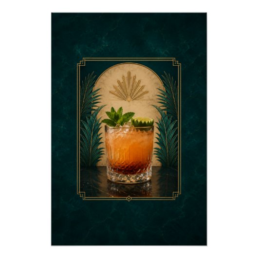 Mai Tai Art Deco Poster | Bar Kunst (Voorkant)