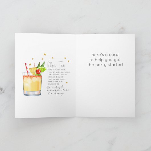 Mai Tai Cocktail 21e Happy Birthday Kaart (Binnen)