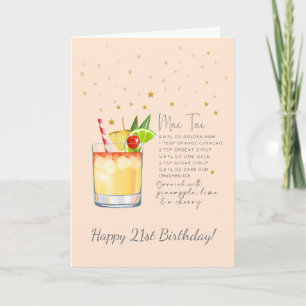 Mai Tai Cocktail 21e Happy Birthday Kaart