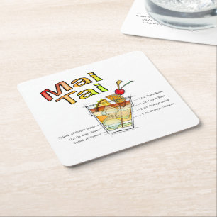 MAI TAI COCKTAIL RECEPT KUNST KARTONNEN ONDERZETTERS