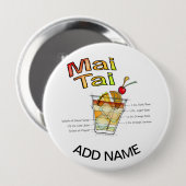 MAI TAI COCKTAIL RECEPT KUNST RONDE BUTTON 4,0 CM (Voorkant /achterkant)