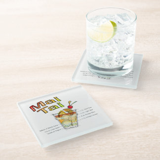 MAI TAI COCKTAIL RECIPE ART GLAZEN ONDERZETTER