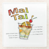 MAI TAI COCKTAIL RECIPE ART GLAZEN ONDERZETTER (Voorkant)