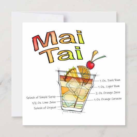 MAI TAI COCKTAIL RECIPE ART MAGNETISCHE UITNODIGING (Voorkant)